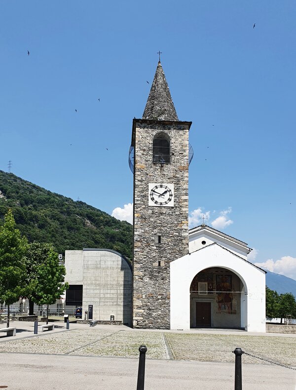 Monte Carasso  kostel bývalého augustiniánského kláštera, Luigi Snozzi, 1977- 1993